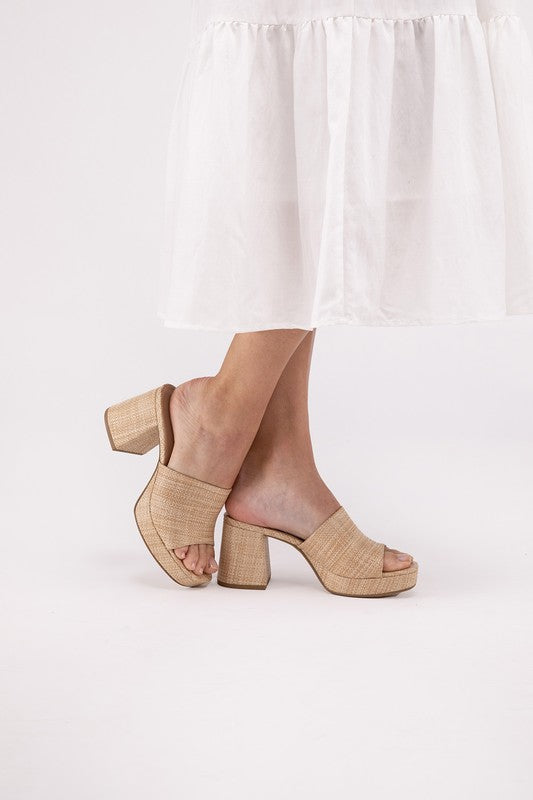 Natural Block Heel Mules