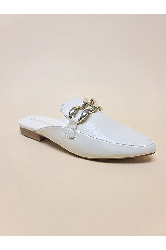 Miami Vice White Leather Mule Slides