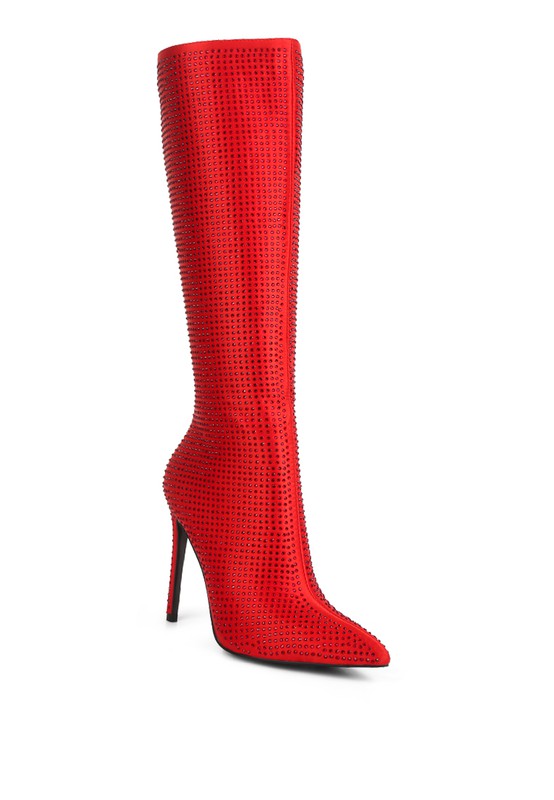 Diamante High Heeled Knee High Boot