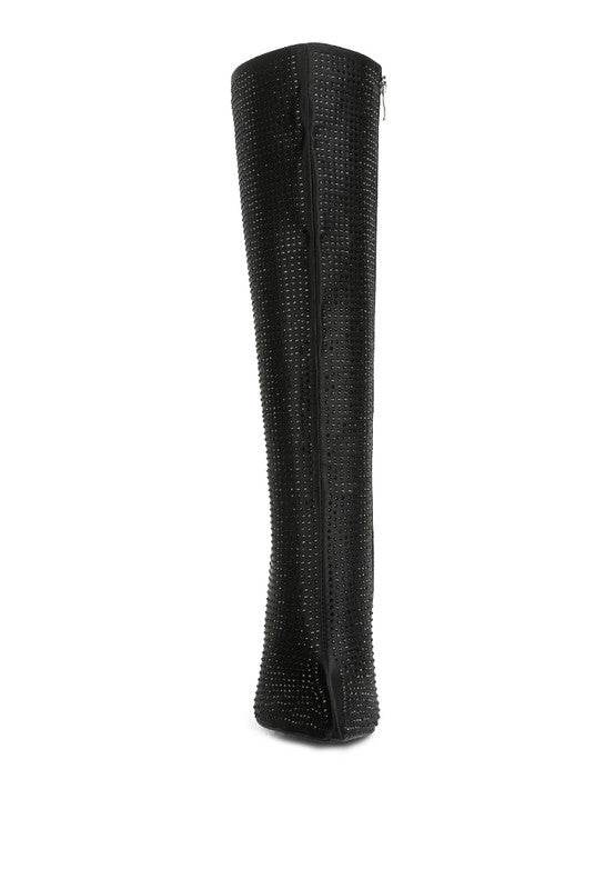 Diamante High Heeled Knee High Boot