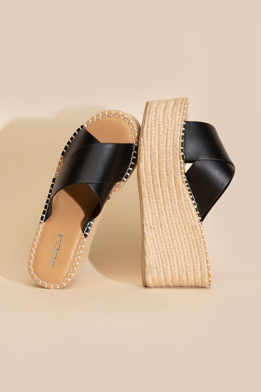 Gold Platform Wedge Slides