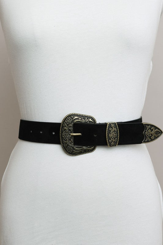 Suede Antique Western Buckle Belt