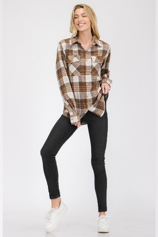 Plaid Flannel Long Sleeve Blouse