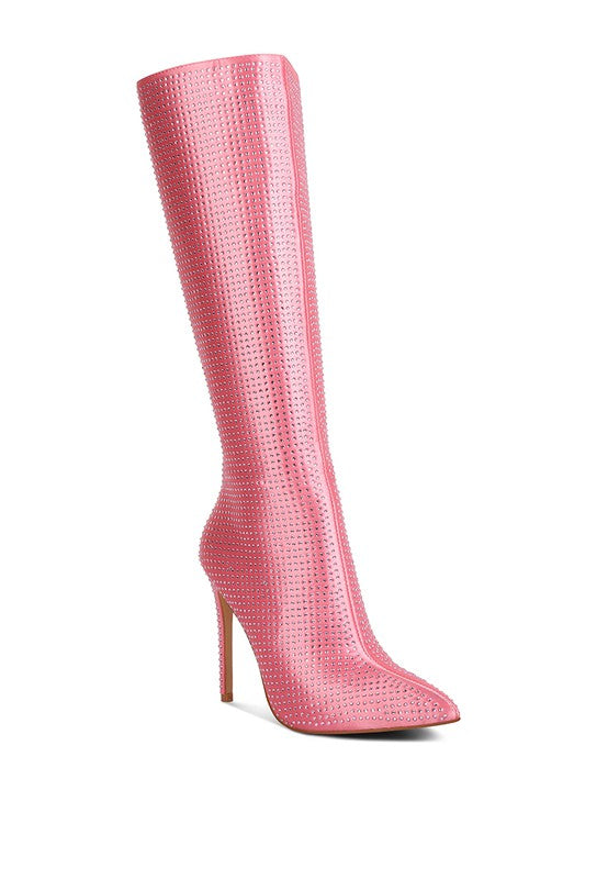 Diamante High Heeled Knee High Boot