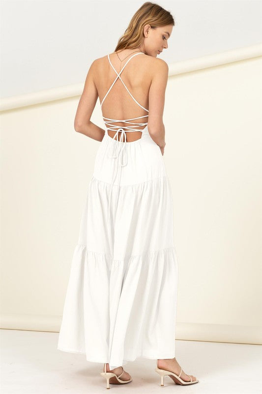 Simple White Tiered Maxi Dress