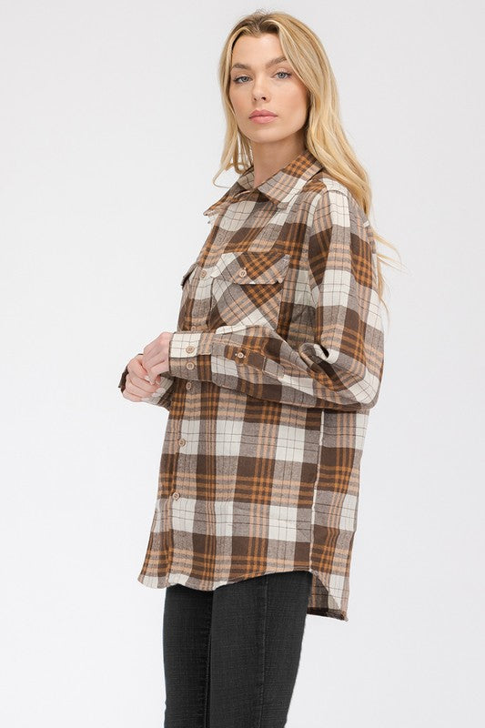 Plaid Flannel Long Sleeve Blouse