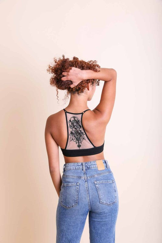 Mesh Racerback Halter Bralette