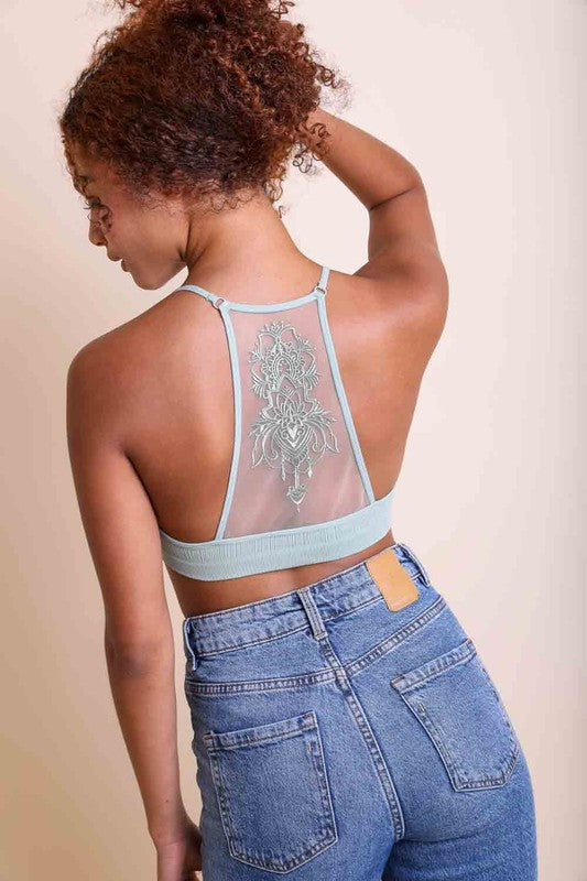 Mesh Racerback Halter Bralette