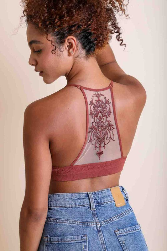 Mesh Racerback Halter Bralette