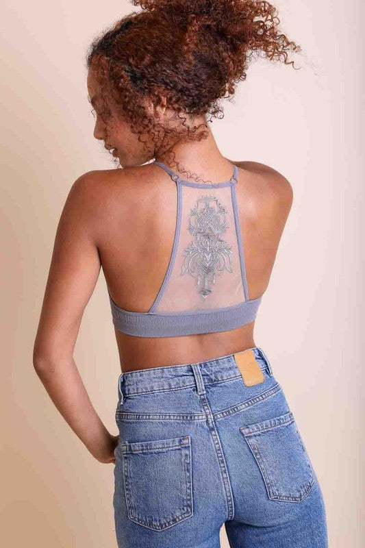 Mesh Racerback Halter Bralette