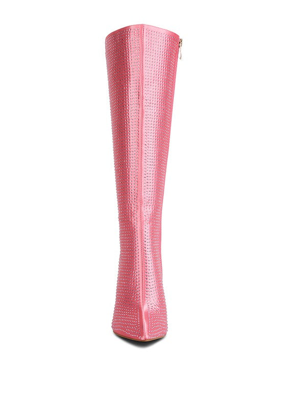 Diamante High Heeled Knee High Boot