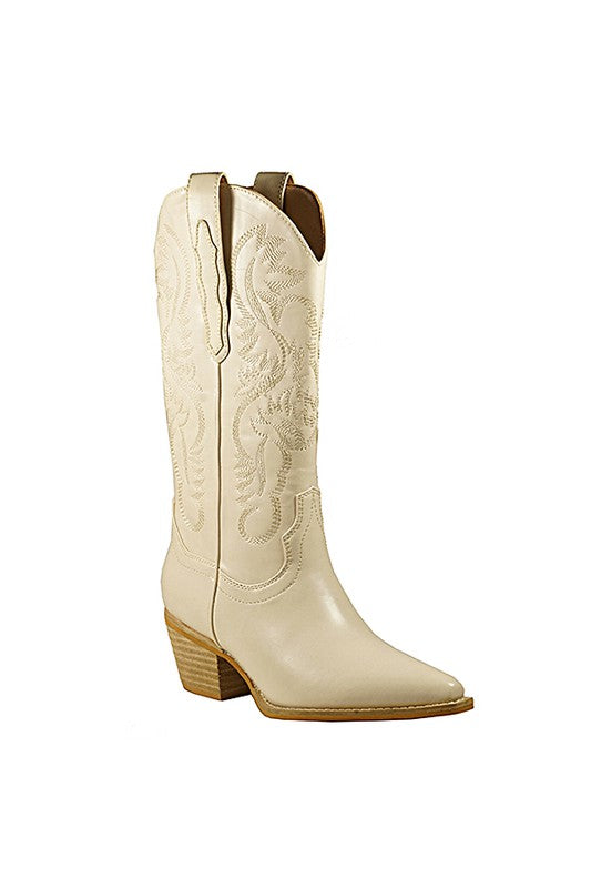 Embroidered Pointed Toe Western Boots