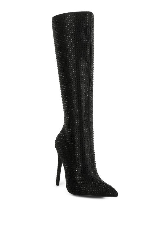 Diamante High Heeled Knee High Boot