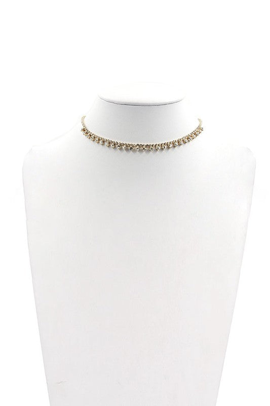 Women Jewelry Gold and Rhinestone Necklace Chocker