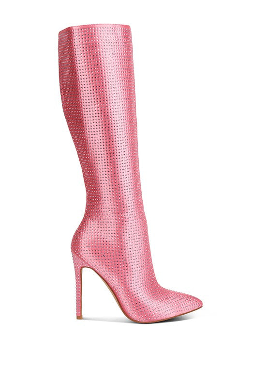 Diamante High Heeled Knee High Boot