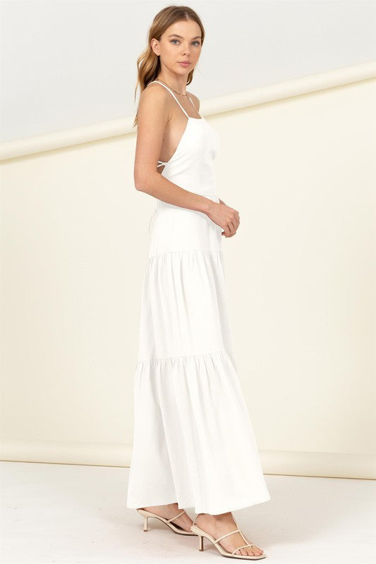 Simple White Tiered Maxi Dress