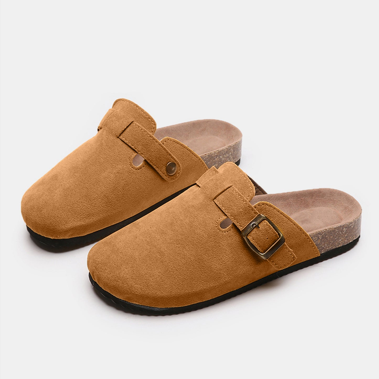 Suede Closed Toe Buckle Slide