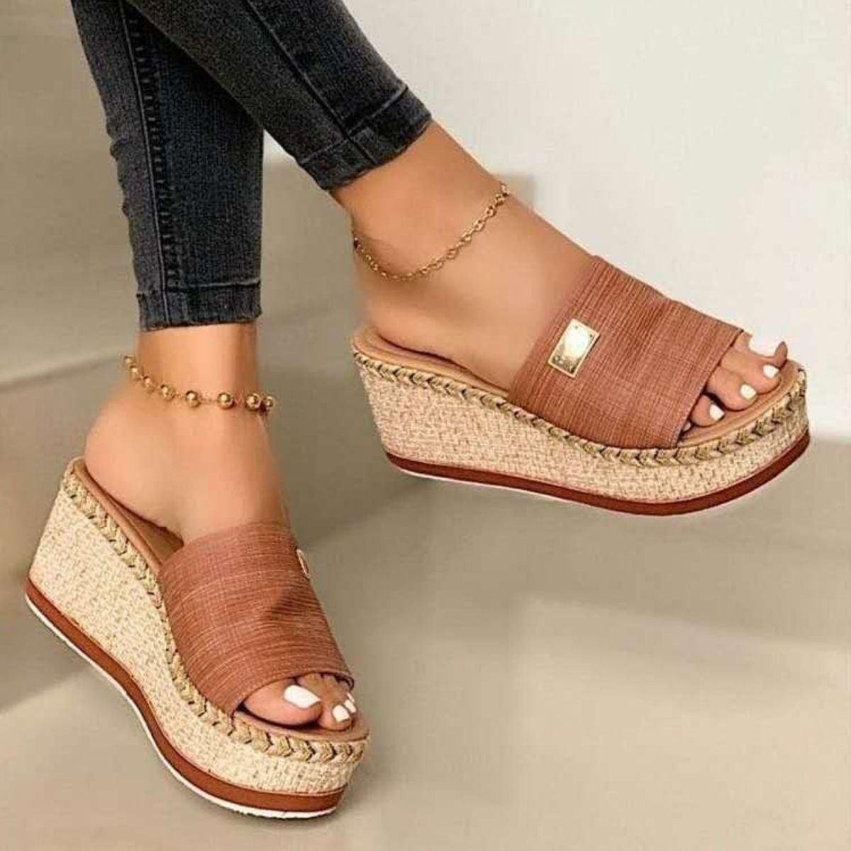 Wedge Slides Open Toe Sandals