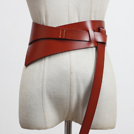 Women's Fashion Leather Decoration Wide Belt