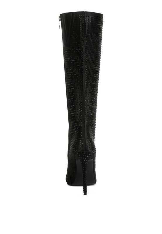 Diamante High Heeled Knee High Boot