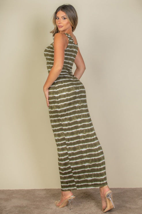 Tie Dye Printed Tank Bodycon Maxi Dress