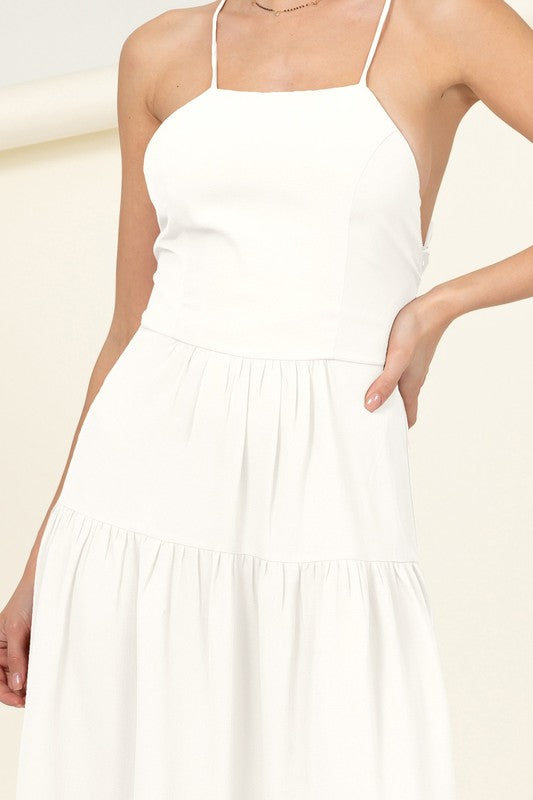 Simple White Tiered Maxi Dress