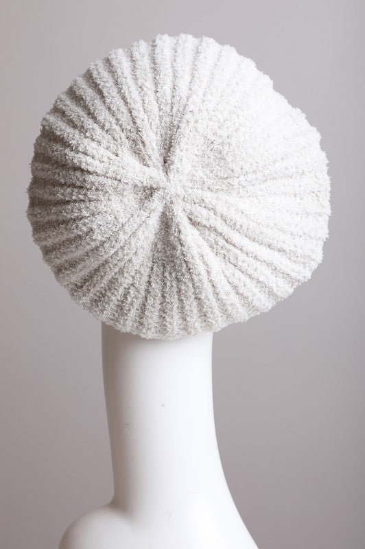 White Rib Knit Beret