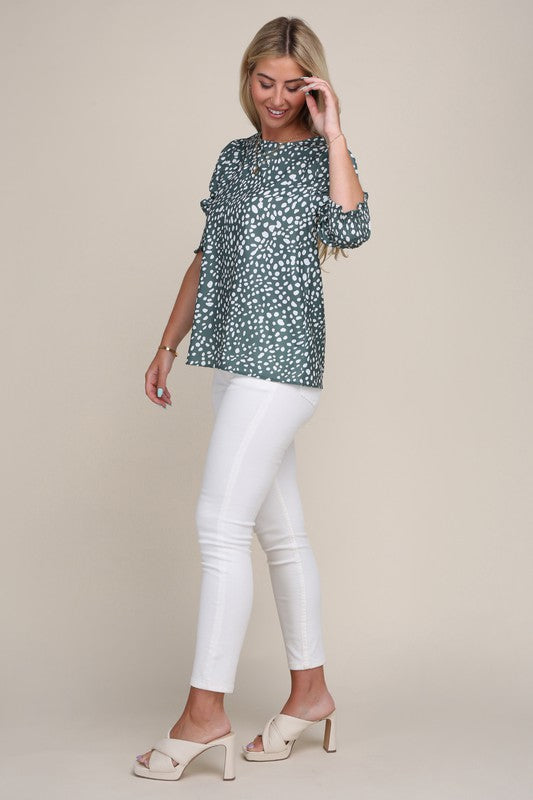 Spotted Puff Sleeve Top