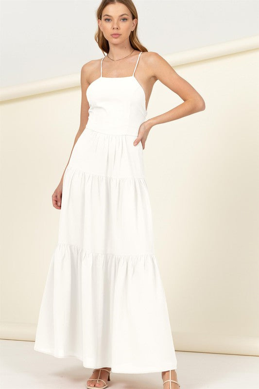 Simple White Tiered Maxi Dress