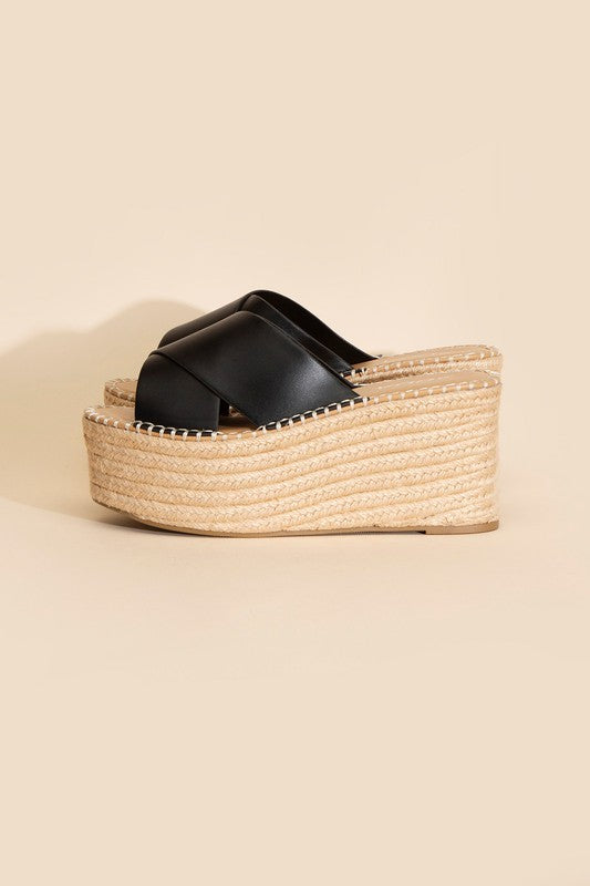 Gold Platform Wedge Slides