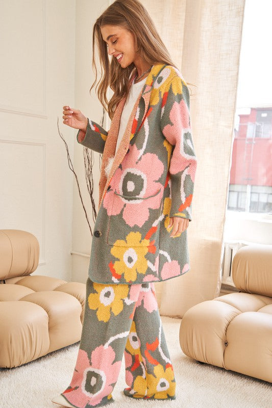 Flower Printed Casual Long Wide Pants