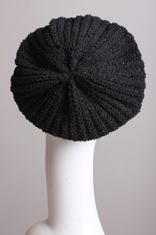 Black Rib Knit Beret