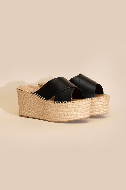 Gold Platform Wedge Slides