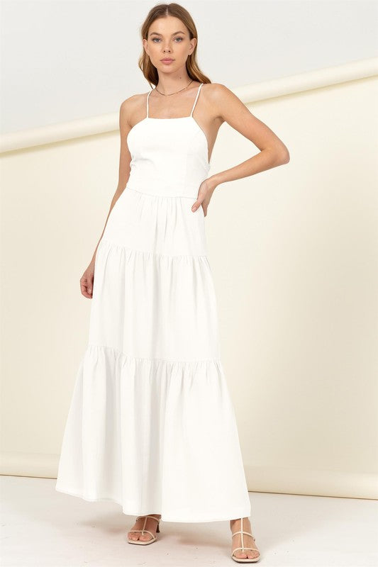 Simple White Tiered Maxi Dress