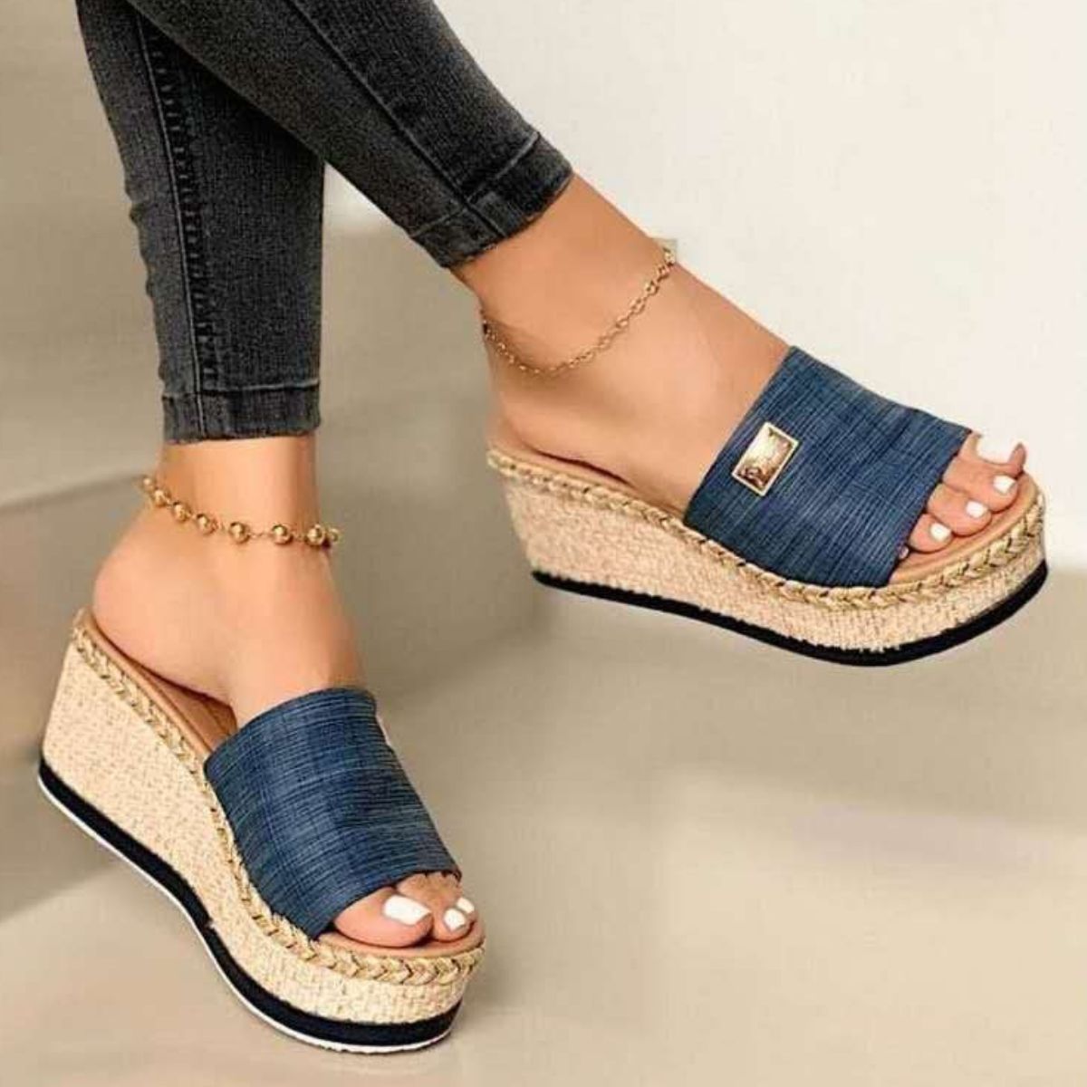 Wedge Slides Open Toe Sandals