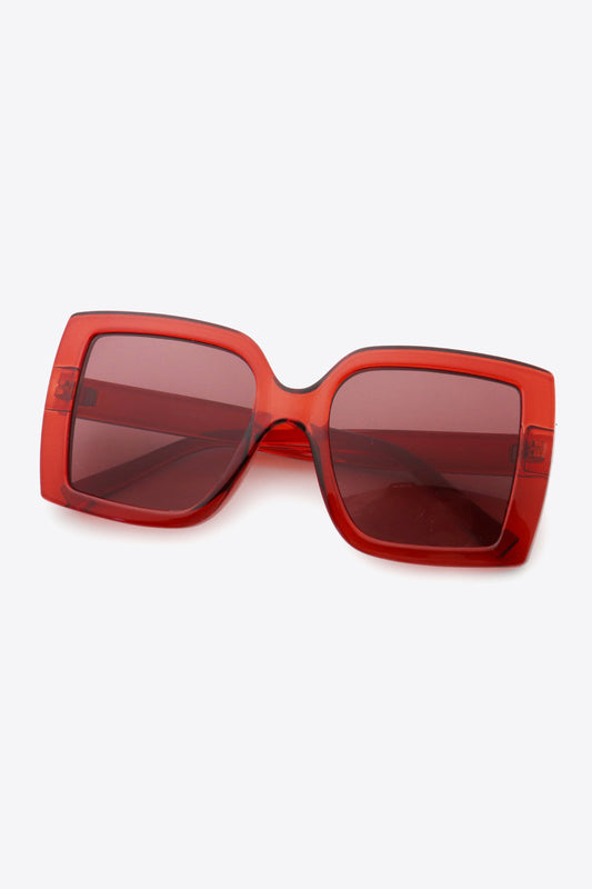 Red Big Square Frame-Acetate Lens Sunglasses