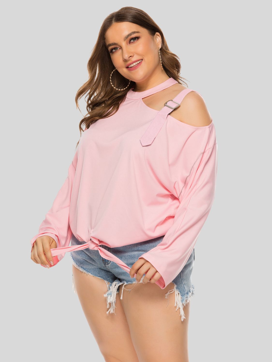 Plus Size Cold-Shoulder Unique Top