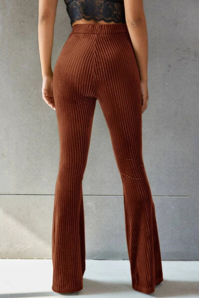 Soft Ribbed High Waist Flare Leg Leggings