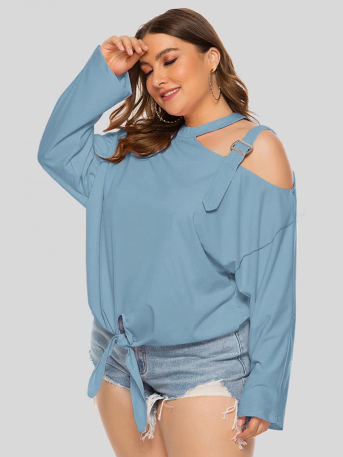 Plus Size Cold-Shoulder Unique Top