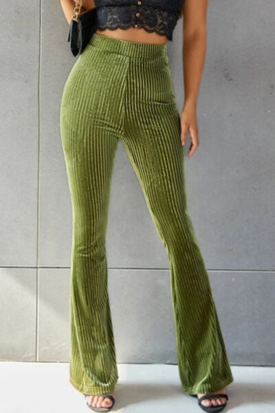 Soft Ribbed High Waist Flare Leg Leggings