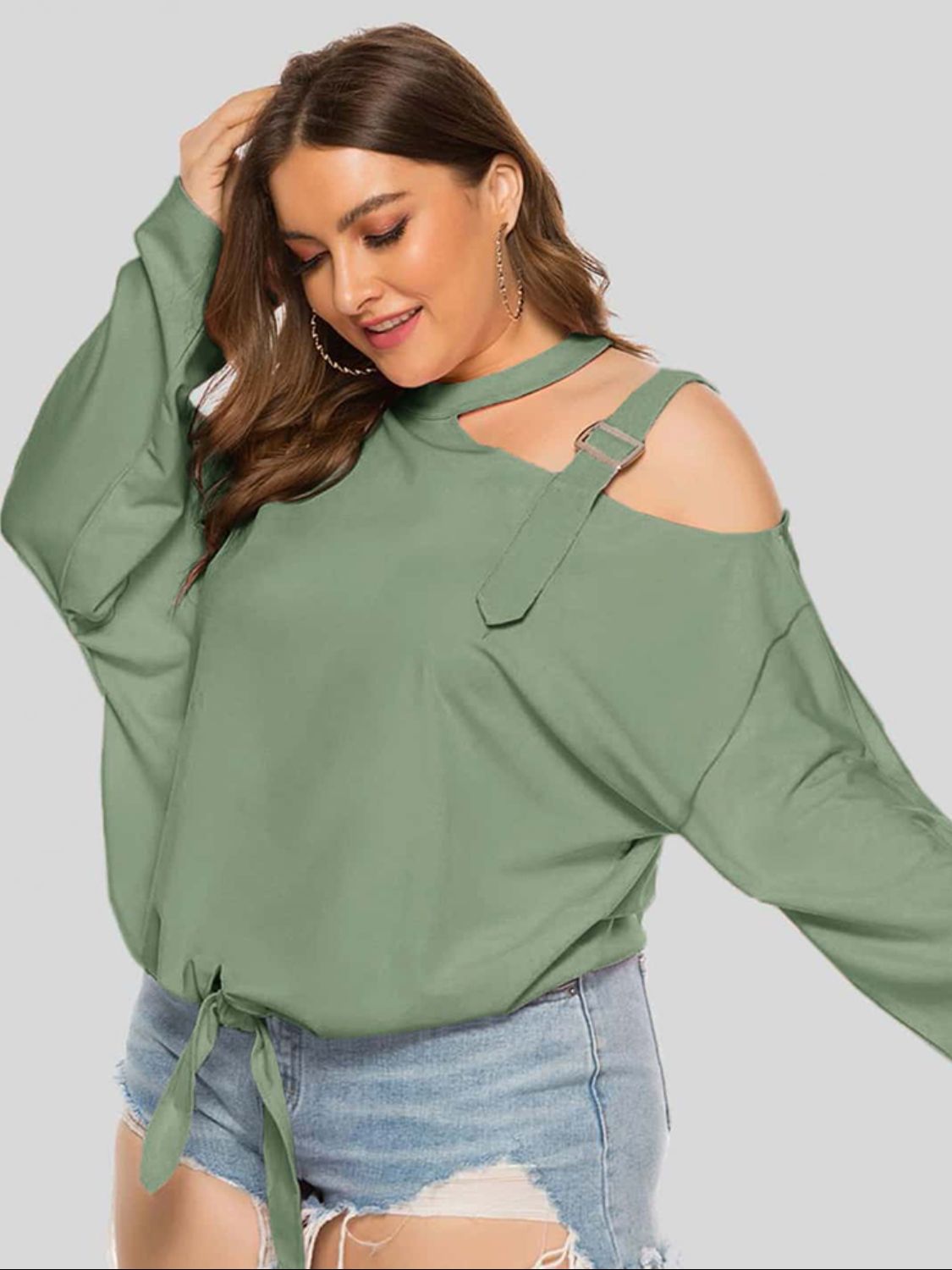 Plus Size Cold-Shoulder Unique Top