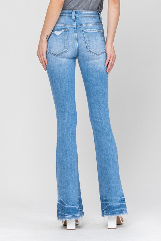 Boho Vibes Blue Mid Rise Flare Jeans