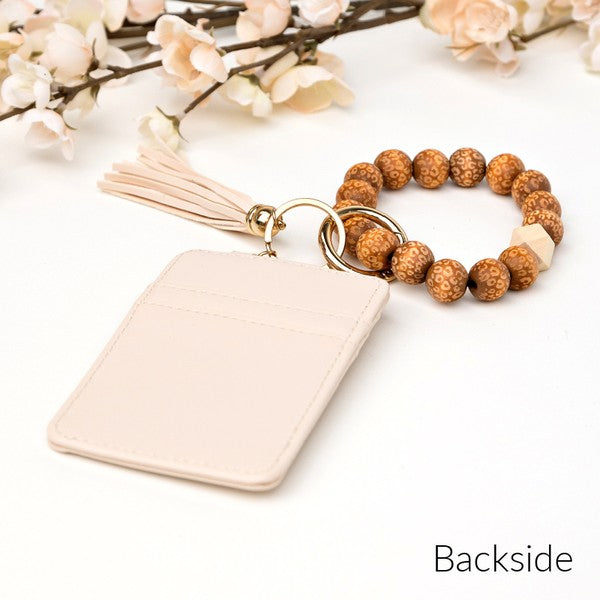 Stretch Beaded Key Ring Wallet Bracelet