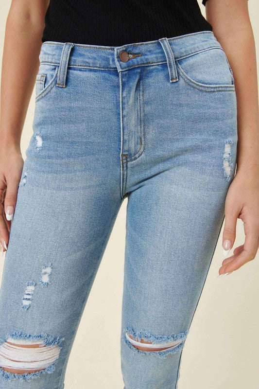 Denim High Waisted Skinny Capri Pants