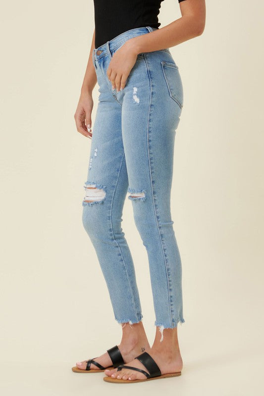 Denim High Waisted Skinny Capri Pants