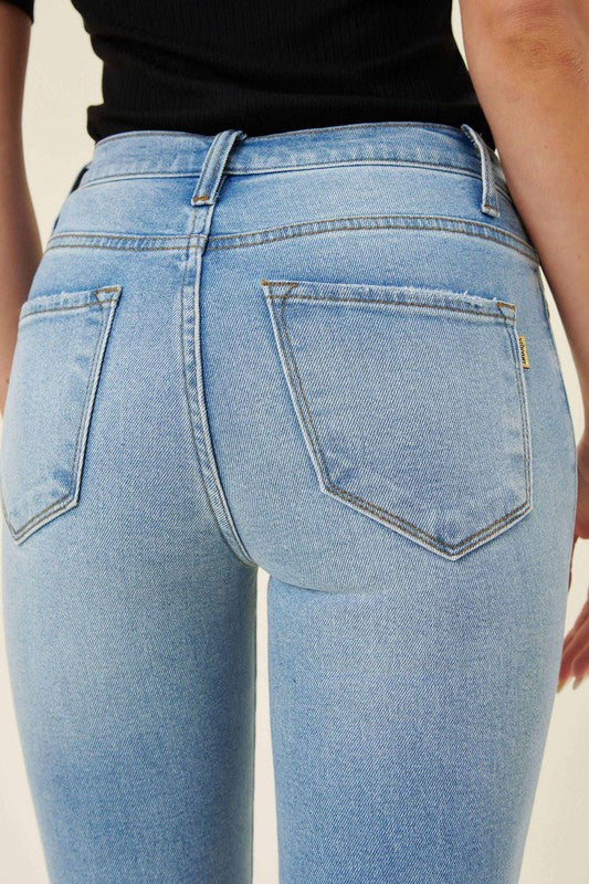 Denim High Waisted Skinny Capri Pants