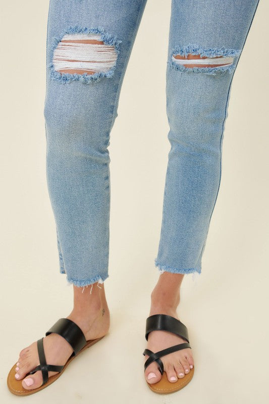 Denim High Waisted Skinny Capri Pants