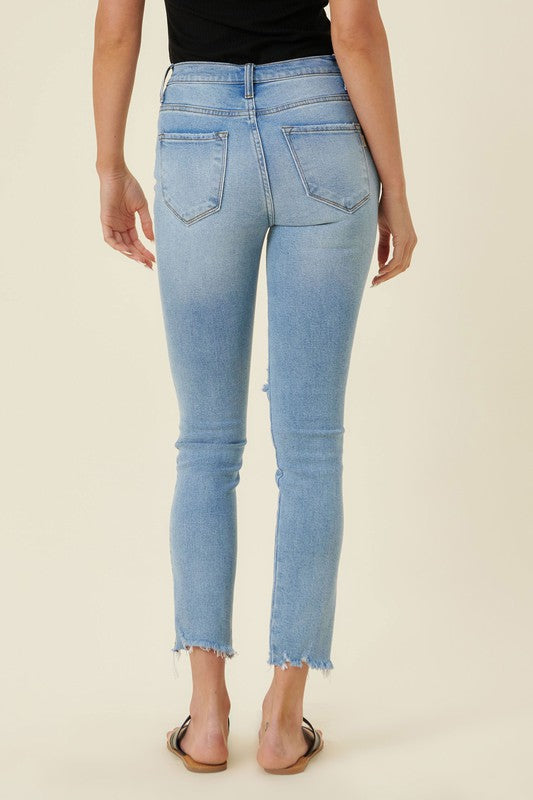 Denim High Waisted Skinny Capri Pants