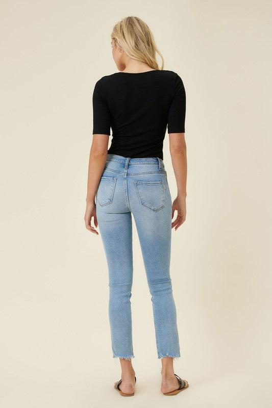 Denim High Waisted Skinny Capri Pants