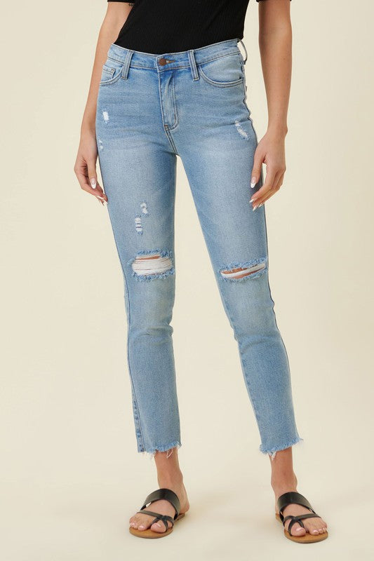 Denim High Waisted Skinny Capri Pants